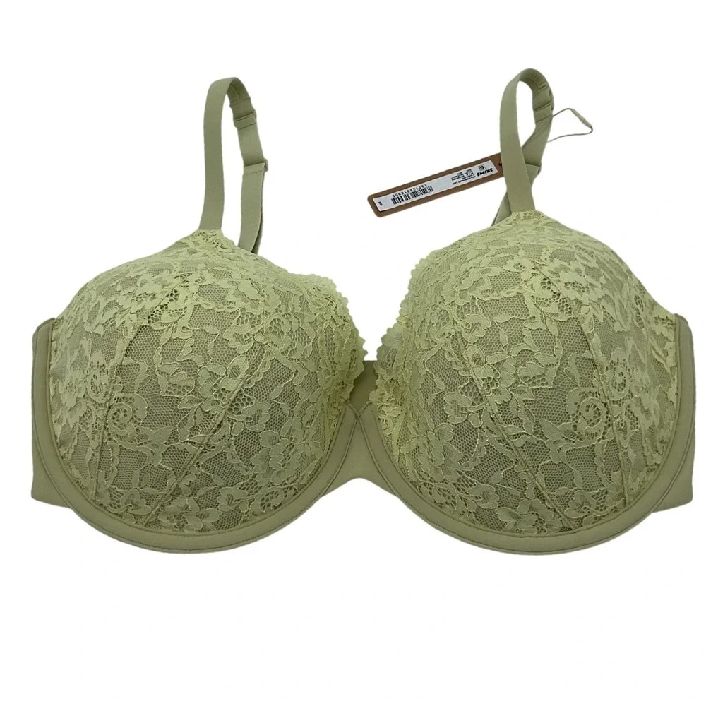 SKIMS Fits‎ Everybody Lace T-Shirt Bra Sage Multi Green 36DD BA-TSH-4668 NWT